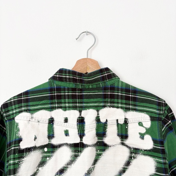 Off white spray paint flannel shirt in green - Picture 8 of 8